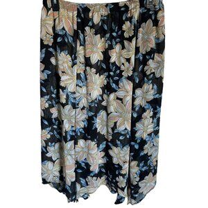 Marc Brouwer Skirt Size Large Beige Multi Floral Elastic Waist With Slits Skirt
